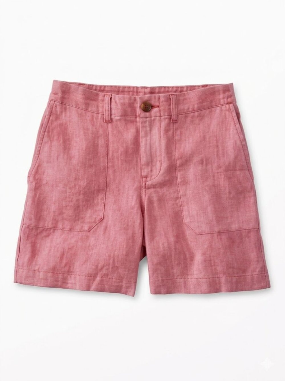 L.L. Bean Premium Linen Blend High Rise Shorts Red Pink Size 6